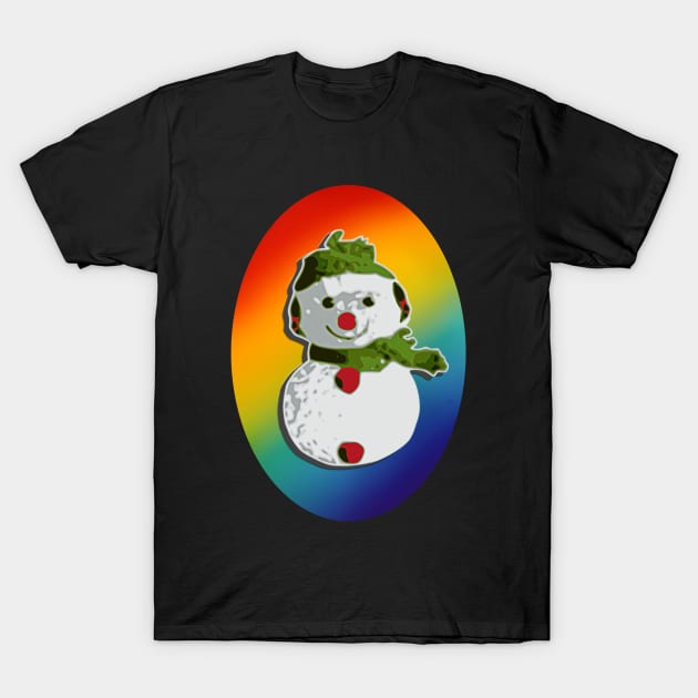 Pride Rainbow Snowman Holiday Winter Outdoor Fun T-Shirt by MOP tees